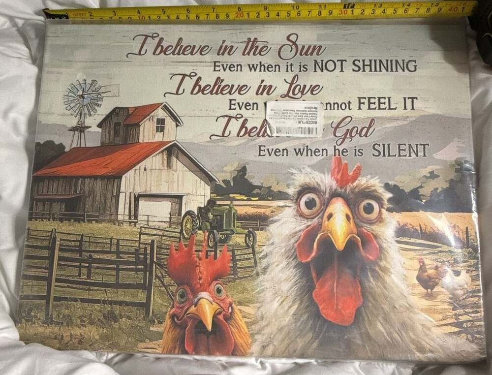 Luslya Farmhouse Rooster Canvas Wall Art 12x16 Inch
